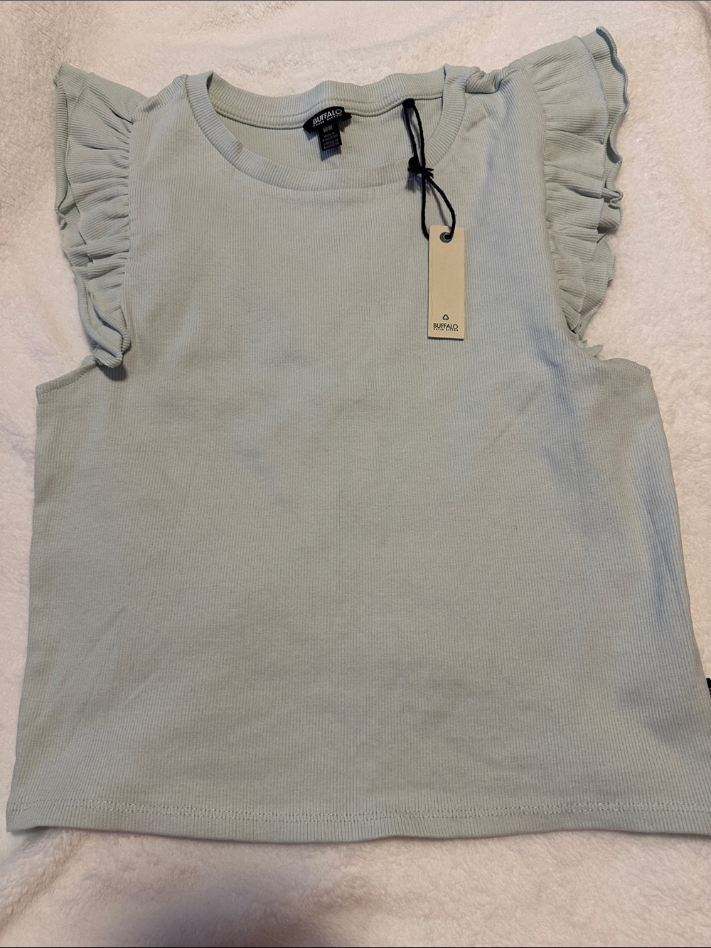 Buffalo David Bitton Light Sage Ruffle Sleeve Tank